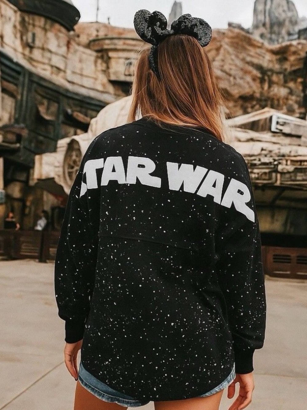 Disney Star Wars Spirit Jersey Black Galaxy Print‎ Parks Vacation Womens S